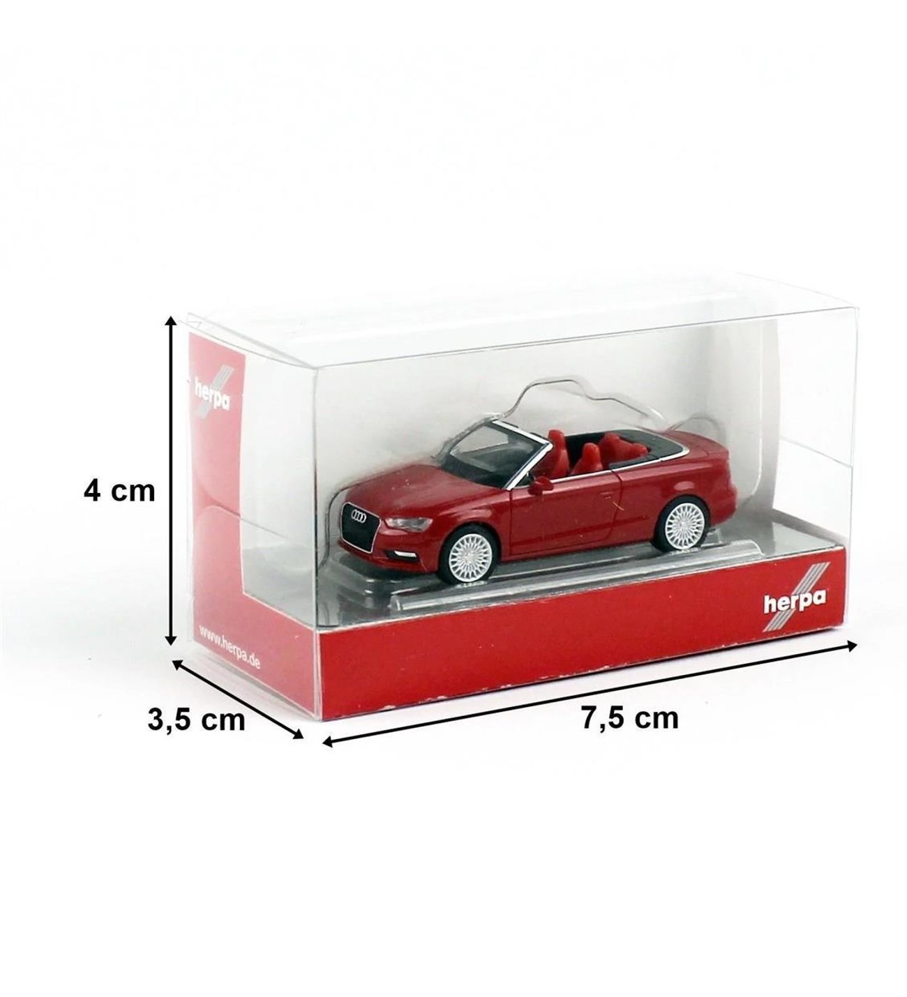 Herpa 038300-002 1/87 Ölçek, Audi A3 Cabrio, Kırmızı, Sergilemeye