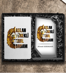 Babalar Gününe Özel Tasarım Defter & Kişiye Özel Cam Plaket Hediye Seti