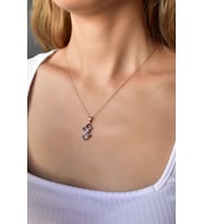 Papatya Silver 925 Ayar Gümüş Rose Kaplama Renkli Baget Taşlı Kolye
