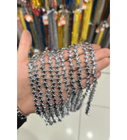 Hematit Taşı Amorf Yıldız Kesim Parlak Gümüş 8x8mm Doğal Taş Dizi