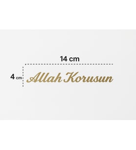 Allah Korusun Yazılı Oto Sticker Gold 14x3cm