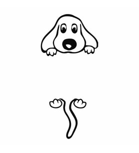 Aşağı Bakan Köpek Buzdolabı Sticker Siyah 14x32 cm