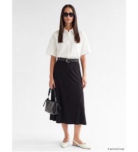 LCW EVERYDAY Siyah Beli Lastikli Kloş Etek