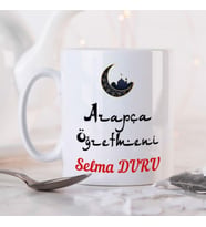 Kişiye Özel Arapça Öğretmeni Kupa Bardak HA01 (Beyaz - Beyaz)