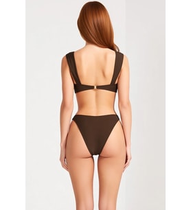 Kadın Bikini Takımı Bralette Üst Balensiz Normal Bel Slip Alt Döküm Aksesuar Detay Kolsuz Örme Kumaş