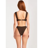 Kadın Bikini Takımı Bralette Üst Balensiz Normal Bel Slip Alt Döküm Aksesuar Detay Kolsuz Örme Kumaş