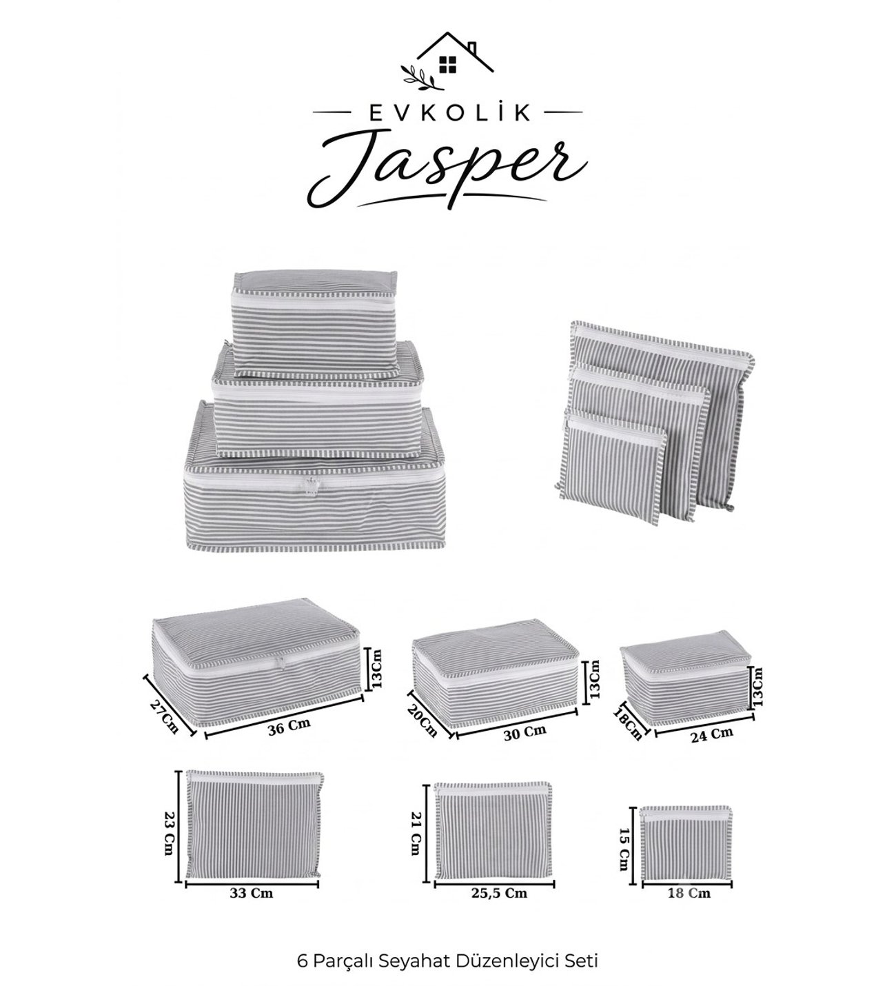 Jasper 6'lı Valiz Bavul Düzenleyici Seyahat Çantası Organizer Hurç