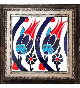 Armada Çini 20x20 Cm SP 77 Kütahya Çinisi İznik Lale Desen Çini Pano