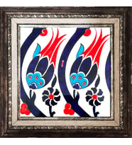 Armada Çini 20x20 Cm SP 77 Kütahya Çinisi İznik Lale Desen Çini Pano