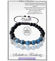 Sertifikalı Gerçek Obsidyen - Fasetli Sodalit Taşı Bileklik (Mavi)