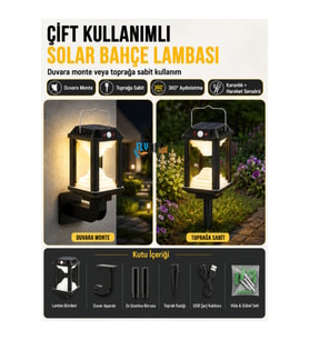 Solar LED Bahçe Lambası 300 Lümen 3W SMD Işık Karanlık ve Hareket Sensörlü Güneş Enerjili USB Şarjlı Duvar ve Toprak Aydınlatma