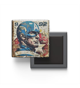 Captain America - Baskılı Buzdolap Magneti Kare - 9x9 cm