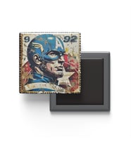 Captain America - Baskılı Buzdolap Magneti Kare - 9x9 cm