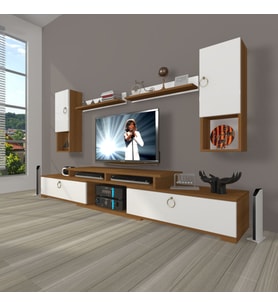 Decoraktiv Flex 5DA130 Mdf Gold Tv Ünitesi Tv Sehpası - Ceviz Beyaz (Beyaz - Kahverengi)