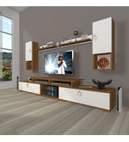 Decoraktiv Flex 5DA130 Mdf Gold Tv Ünitesi Tv Sehpası - Ceviz Beyaz (Beyaz - Kahverengi)