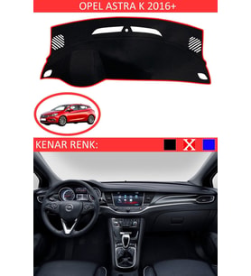 Opel Astra K 2016+ Için Uygun Torpido Koruma Halısı Siyah Kenar Renk Kırmızı