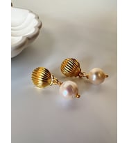İstiridye Model Gerçek İnci Küpe (Gold)