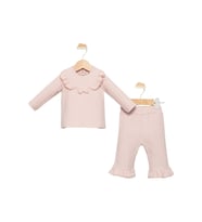 15580 Kız Bebek Fiyonk Detaylı 2'li Takım (Pembe)