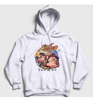 Presmono Unisex Beyaz Ryu Vs Ken V3 Street Fighter Kapüşonlu Sweatshirt 411471tt