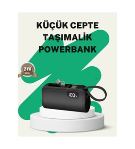 2000mAh Mini Powerbank Dahili Konektörlü PD 20W