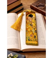 Sanatsal Tablo Temalı Metal Kitap Ayracı (Gustav Klimt Öpücük)