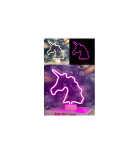 Hediyelik Unicorn Neon LED Gece Lambası Unicorn Dekoratif Neon LED Masa& Gece Lambası (Pembe-Pembe-Pembe)