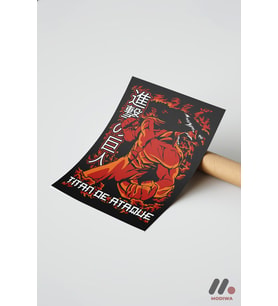 Attack on Titan Kırmızı Titan Anime Poster, Çerçevesiz Yüksek Kalite Duvar Afişi