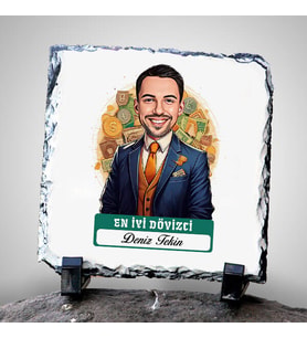 Kişiye Özel Hediye Karikatürlü En Başarılı Erkek Dövizci Dekoratif Taş