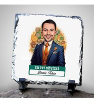 Kişiye Özel Hediye Karikatürlü En Başarılı Erkek Dövizci Dekoratif Taş