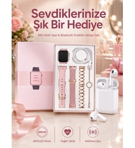 3 Kordonlu Dokunmatik Ekran Akıllı Saat ve 2.Nesil Kablosuz Bluetooth Kulaklık ANC/ENC