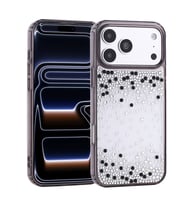 Lexroo iPhone 18 Pro Max Kılıf Airbag Tasarımlı Damla Taşlı Şeffaf Pera Silikon Kılıf - Siyah