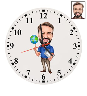 Kişiye Özel Öğretmen Tasarımlı Karikatür Duvar Saati 52