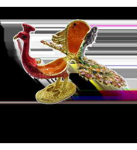 Swarovski Taşlı Tavus Kuşu - Gizli Hazneli Masaüstü Hediyelik Süs Eşyası  Hediyelik Kutusunda (Karışık)