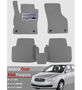 HYUNDAİ ACCENT ERA (2005-2011) Uyumlu EVA Paspas Tam Set–Araca Özel,Kolay Montaj,Su Geçirmez