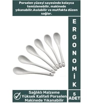 Özel Dayanıklı Sağlıklı Malzeme Ergonomik Kolay Temizlenir Asılabilir Porselen Baharat Kaşığı 5 Adet