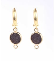 925 Ayar Gümüş Yuvarlak Druzy Spinel Taş Küpe, Sarı
