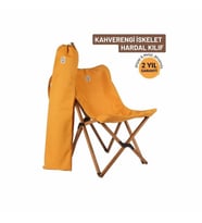 Bag The Joy Ahşap Katlanır Kamp Sandalyesi – Kahverengi İskelet - Hardal Kılıf