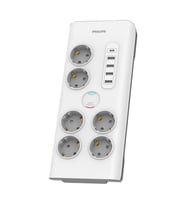 PHILIPS 6-lı SPN7060WA/62 900 Joules Akım Koruma Prizi Beyaz 4-USB/1-TYPEC