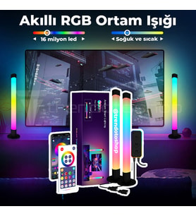Akıllı RGB Ortam Işığı APP Kumanda Kontrollü Arka Plan Atmosfer Dekorasyon Işığı