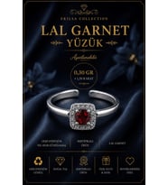 Sertifikalı Lal Garnet Taşı Kare Faset Kesim 1,50 Karat 925 Ayar Gümüş Ayarlanabilir Yüzük