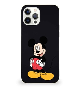 Apple iPhone 12 Pro Max Soft Premier Kapak Mickey Mouse-E Tasarımlı Silikon Kılıf - Siyah (Şeffaf)