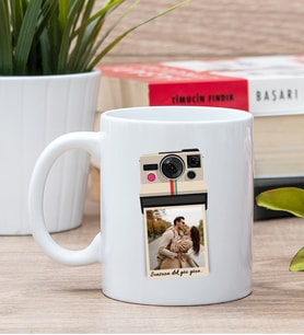 Kişiye Özel Polaroid Tasarım Fotoğraflı Beyaz Kupa Bardak
