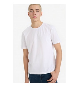 Defacto %100 Pamuk Ağır Kumaş Beyaz Erkek T-Shirt D5481AX/WT34