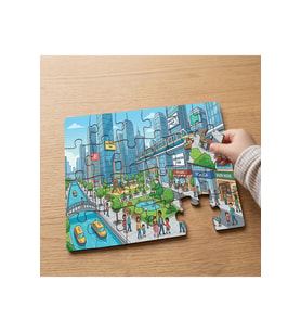 Modern Şehir - Yüksek Binalar Tasarımlı 24 Parça Ahşap Çocuk Puzzle