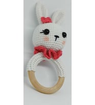 Amigurumi Handmade Örgü Süslü Tavşan Çıngırak beyaz (Karışık)