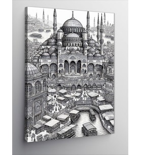 Kanvas Tablo Siyah Beyaz Cami