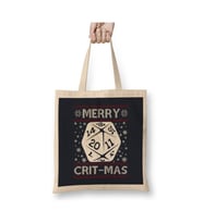 Dungeons And Dragons Merry Christmas Knit Pattern Beyaz Bez Çanta Uzun Saplı Alışveriş Çantası