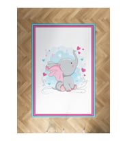 MEKTA HOME BEBEK VE ÇOCUK ODASI Kalpli ve Küçük Fil Desenli Halı