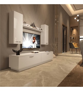 Decoraktiv Eko 5DB Slm Std Tv Ünitesi Tv Sehpası - Parlak Beyaz (Beyaz)