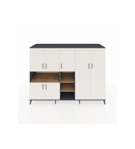 Kronos Dolap 13 Raflı 7 Kapaklı 220x59x163 Antrasit-Aytaşı/Çam